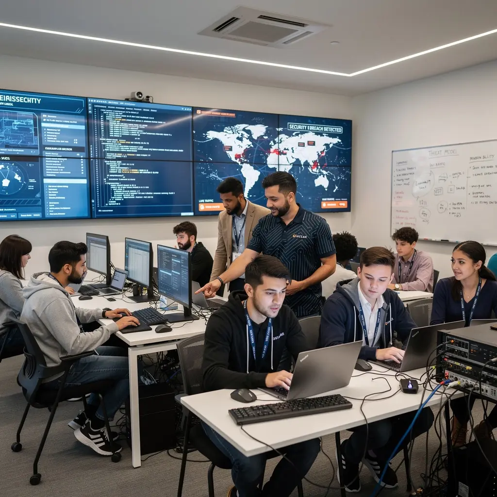 Bild eines Netzwerkschutzsystems mit Firewall-Visualisierung.